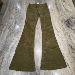 By Together Women's Small Corduroy Flare Stretch Olive Green Cotton